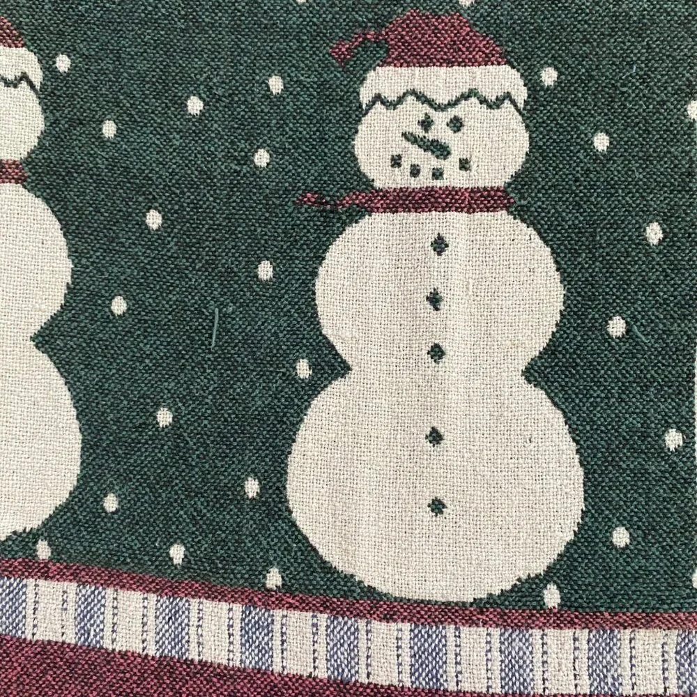 Lillian Vernon Christmas Tapestry‎ Throw Blanket Reversible Stockings Snowmen